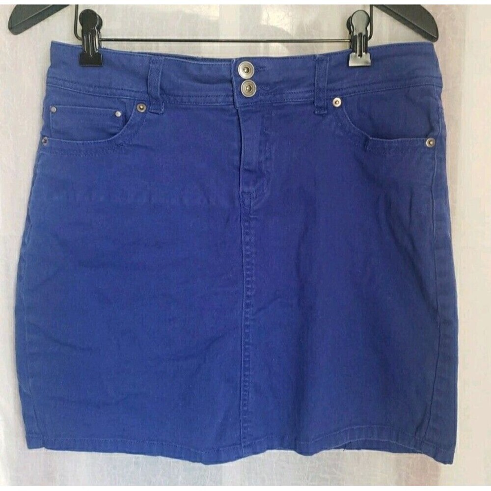 Y2K VTG Baccini Women's Size 8 Dark Blue Denim Skort Pockets Midi Pencil Skirt